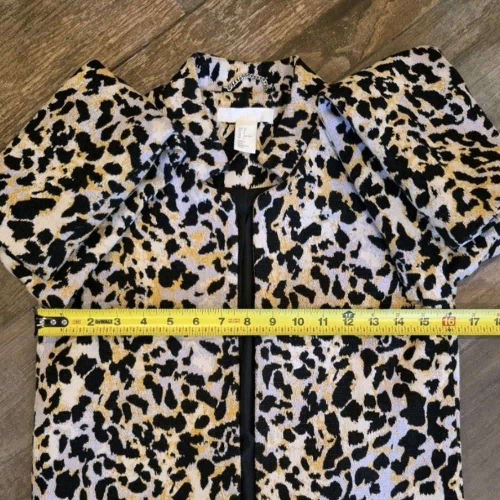 0/2 H&M Animal Print Open-Front Long Sleeve Fully Lined Coat w/ Pockets - Picture 12 of 14